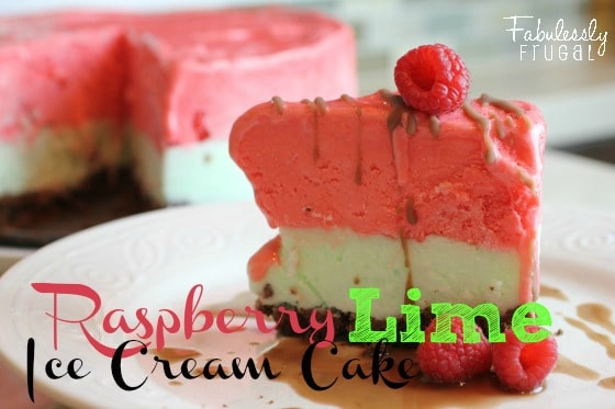 Raspberry Lime ice cream cake
