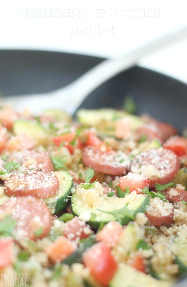 easy, healthy, low carb dinner recipe - sausage zucchini skillet