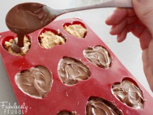 peanut butter chocolate hearts in freshware heart mold