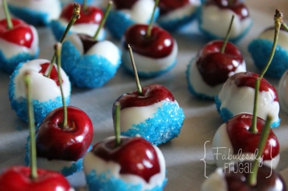 red white and blue cherries for BBQ
