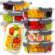 8-Pack Bayco Glass Meal Prep Containers 3 Compartment $32.99 Shipped Free...
