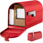 Architectural Mailboxes Red MB1 Post Mount Mailbox w/ Silver Flag $10.47...