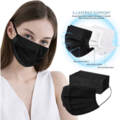 100 Count 3 Ply Face Masks Black Disposable Mask $9.98 (Reg. $18.99) -...