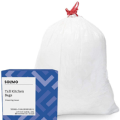120 Count Solimo Tall Kitchen Drawstring Trash Bags, 13 Gallon as low as...
