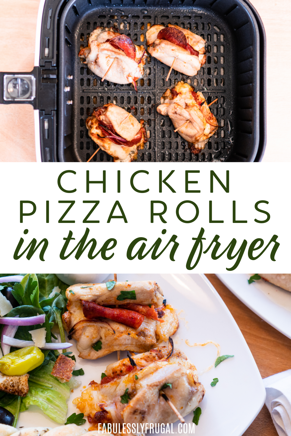 Fall in love with these amazing chicken pizza rolls in the air fryer. It is a quick-and-easy air fryer recipe that everyone will love!