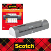 Scotch Thermal Laminator with 100 Laminating Pouches $17.37 (Reg. $50)...