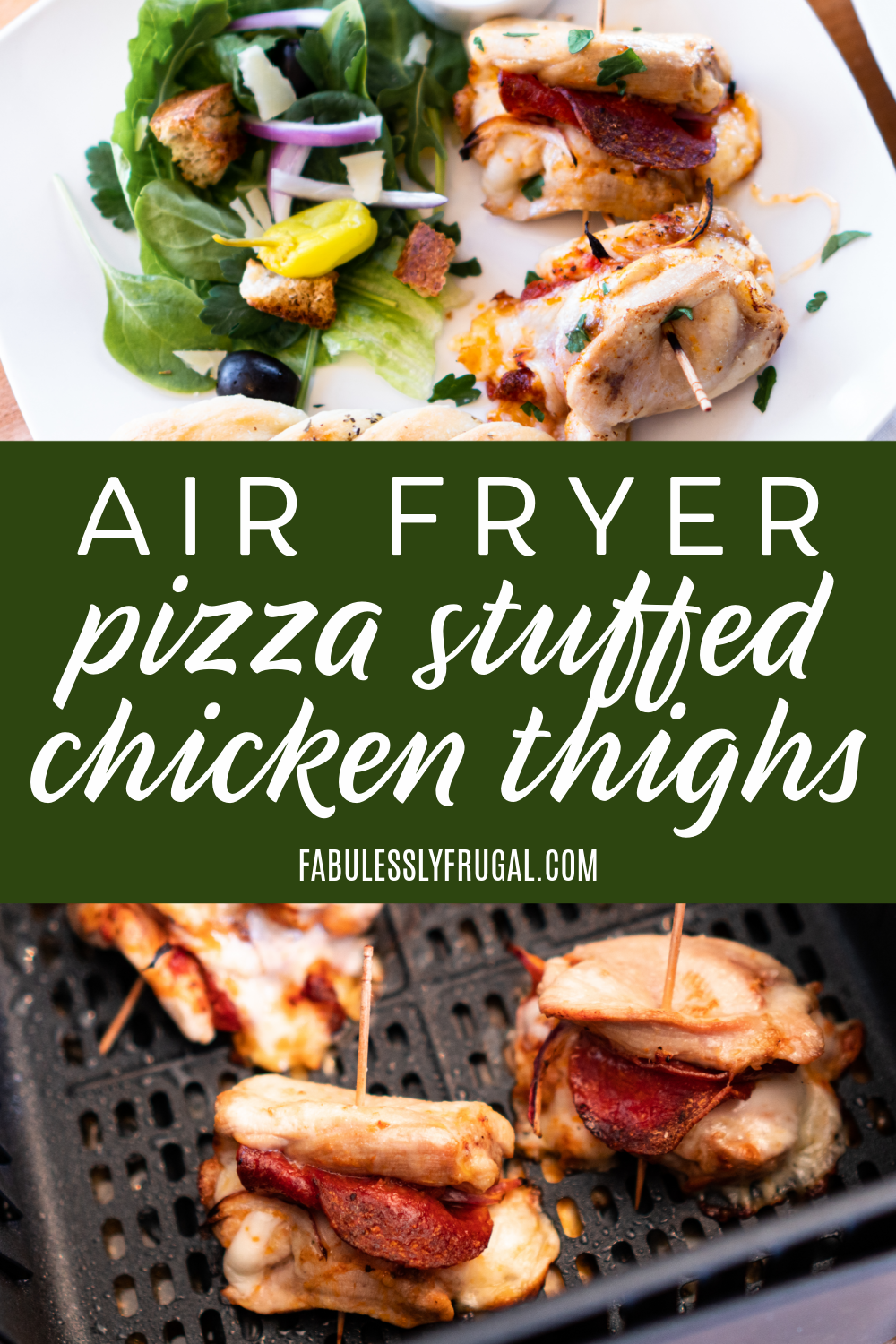 This air fryer pizza stuffed chicken thighs recipe is the best recipe for a fun and healthy way to feed a crowd!