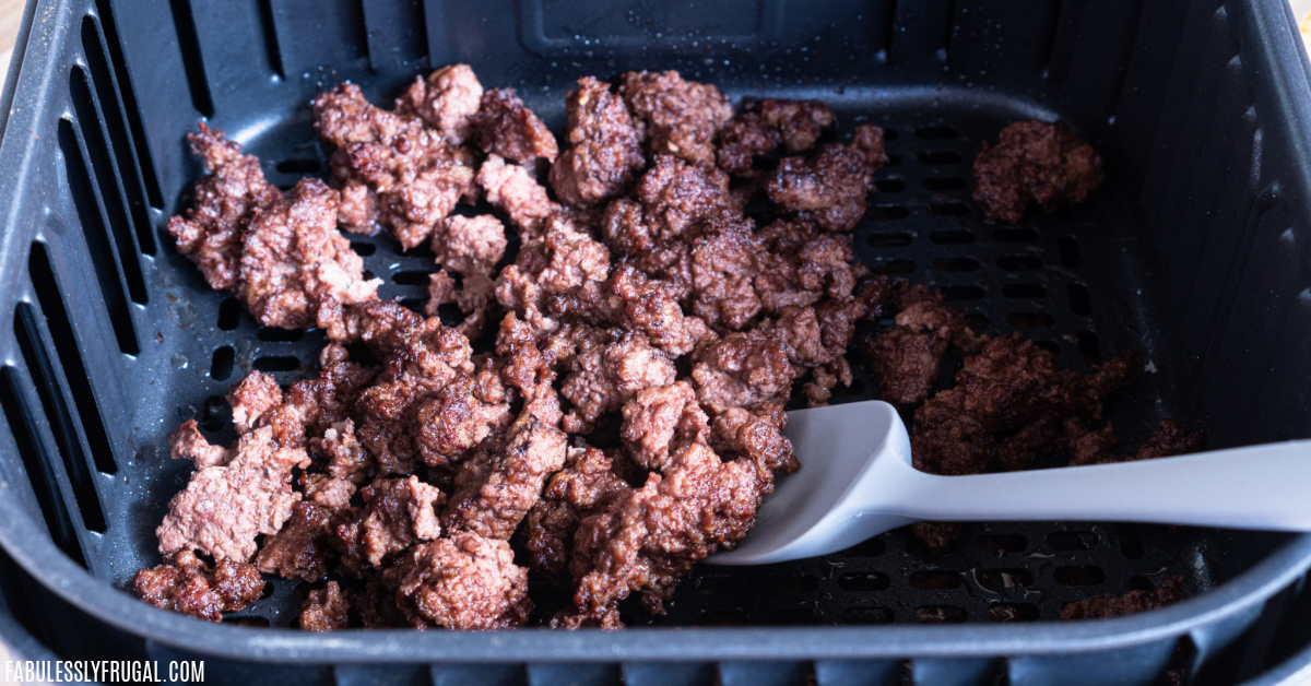 It only takes about 10 minutes to cook ground beef in the air fryer