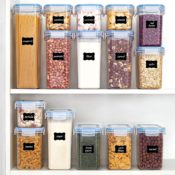 15 Plastic Airtight Food Storage Containers with 24 Reusable Labels $25.99...