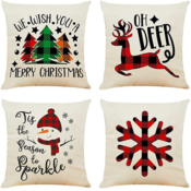 Set of 4 Christmas Throw Pillow Covers $13.99 After Code (Reg. $27.99)...