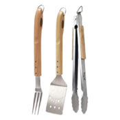 Jim Beam Set of 3 Stainless Steel Grilling Tools with Wooden Handle $21.99...