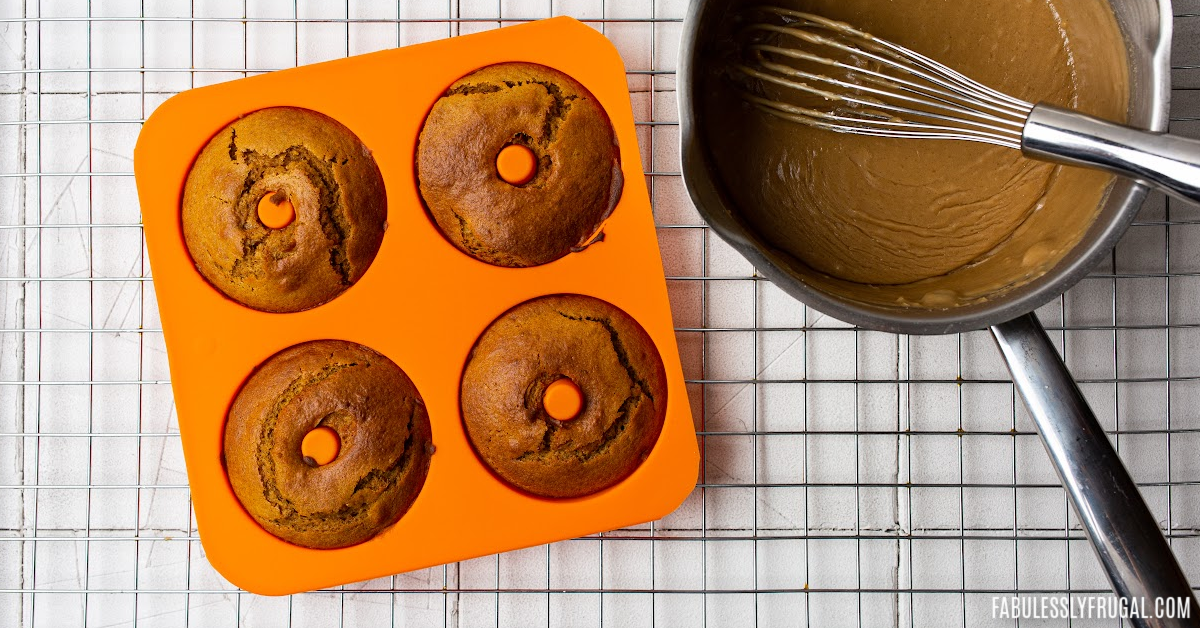 baked pumpkin donuts in a silicone baking pan