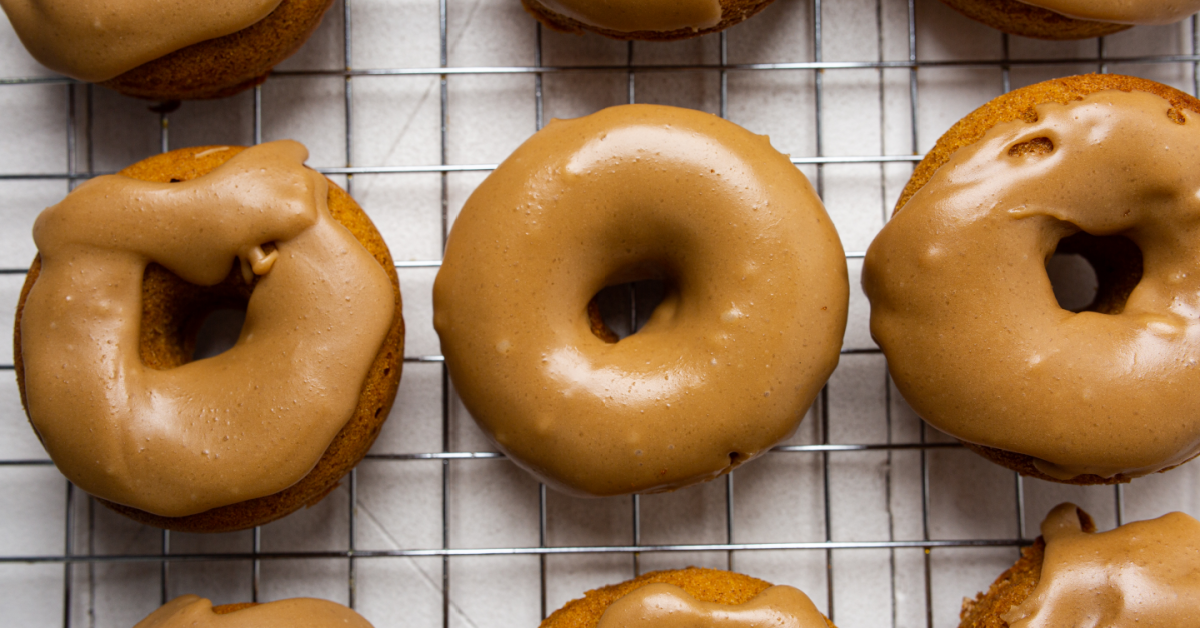 Pumpkin donuts with brown sugar icing