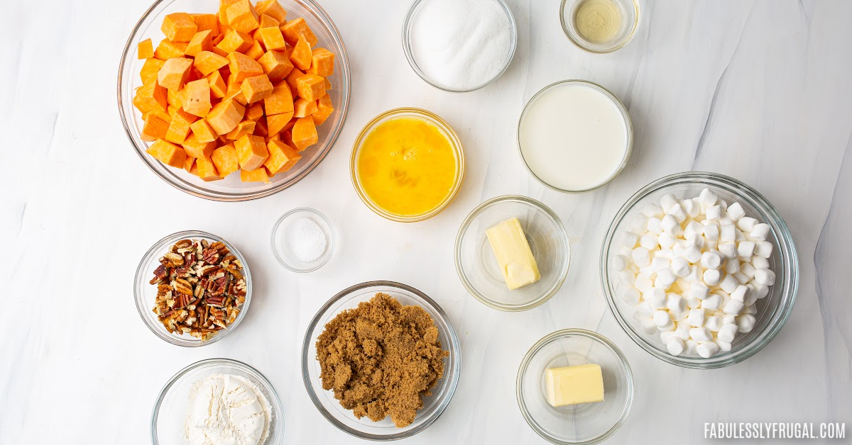 ingredients for sweet potato casserole