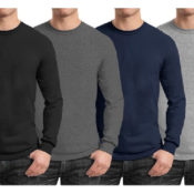 Today Only! Galaxy By Harvic Men's 4-Pack Long Sleeve Crew Neck Basic Tee...