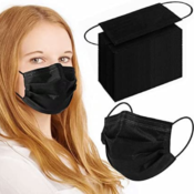 100-Count 3-Ply Disposable Face Masks w/ Ear Loops in Black $5.34 (Reg....
