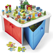 100-Piece Wooden All Purpose Play Table Set with Storage $69.99 Shipped...