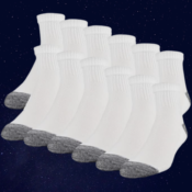 12-Pack Men’s Polyester Half Cushion Ankle Socks $7.98 (Reg. $15) | 67¢...