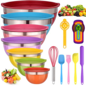 26 Pieces Utensils & Stainless Steel Mixing Bowls with Lids $29.69...