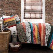 3 Pc-Boho Stripe Quilt Reversible Bohemian Design Bedding Set $59.99 Shipped...
