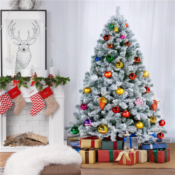 6ft Snow Hinged Flocked Christmas Tree $47.49 Shipped Free (Reg. $74.98)