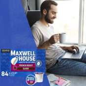 84-Count Maxwell House French Roast Dark Roast K-Cup Coffee Pods $28.34...