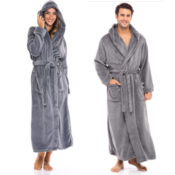 Today Only! Alexander Del Rossa Hooded Plush Fleece Robes for Men and Women...