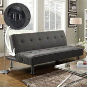 Rest and Recharge with this Modern Fabric Convertible Futon with USB $175.50...