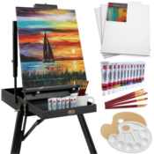 Portable Wooden French Easel with 33-Piece Beginners Kit $99.99 After Code...