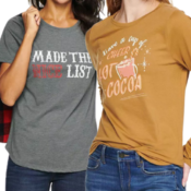 Women’s Holiday Graphic Tees from $3.49 After Code (Reg. $16) + Free...