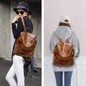 Today Only! Women's PU Leather Anti-Theft Backpack $17.56 (Reg. $35) -...