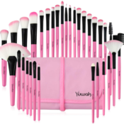 32-Piece Pink Premium Synthetic Makeup Brush Set $6.50 After Code (Reg....
