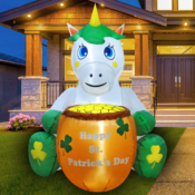 Inflatable St. Patrick's Day Unicorn w/ LED Lights $30.07 Shipped Free...