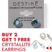 Hurry! Buy 2 Get 1 Free Crystallite Earrings - From $4.67 per pair