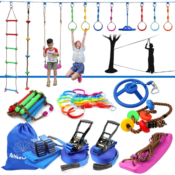 Rainbow Craft 2x50ft Ninja Warrior Obstacle Course for Kids $66.80 After...