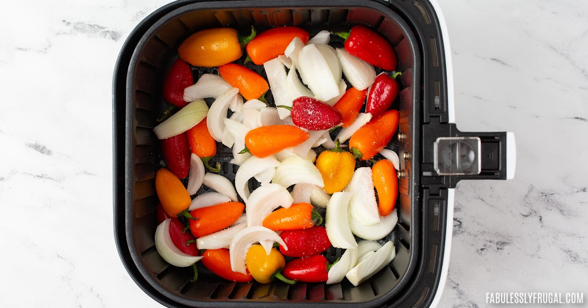 how to cook sweet peppers and onions in the air fryer