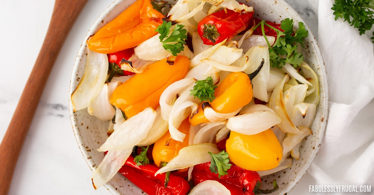 quick air fryer peppers and onions snack