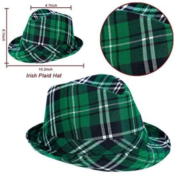 St. Patrick's Day Plaid Fedora Hat, 5 1/8