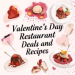 text Valentine's Day Restaurant Deals and Recipes on valentine's day background