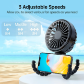 3-Speed Mini Portable Fan w/ Flexible Tripod (Black) $13.19 After Code...