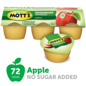 72-Count Mott's Unsweetened Applesauce Cups as low as $17.96 Shipped Free...