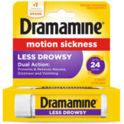 FOUR 8-Count Dramamine Less Drowsy in a Handy Travel Vial as low as $2.38...