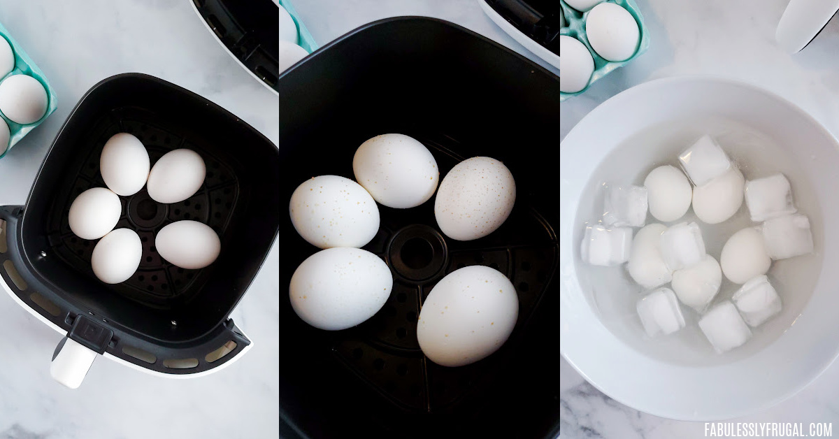 easy three step hard boiled eggs in the air fryer