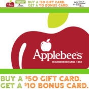 FREE $10 Applebee's Bonus Card with a $50 Gift Card Purchase