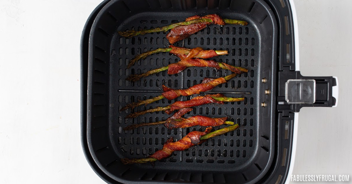 crispy bacon wrapped asparagus in the air fryer