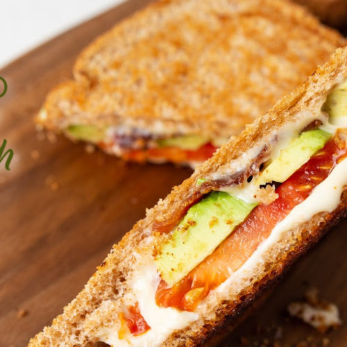 air fryer bacon tomato avocado grilled cheese sandwich