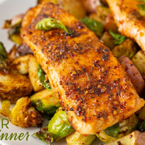 air fryer salmon sheet pan dinner