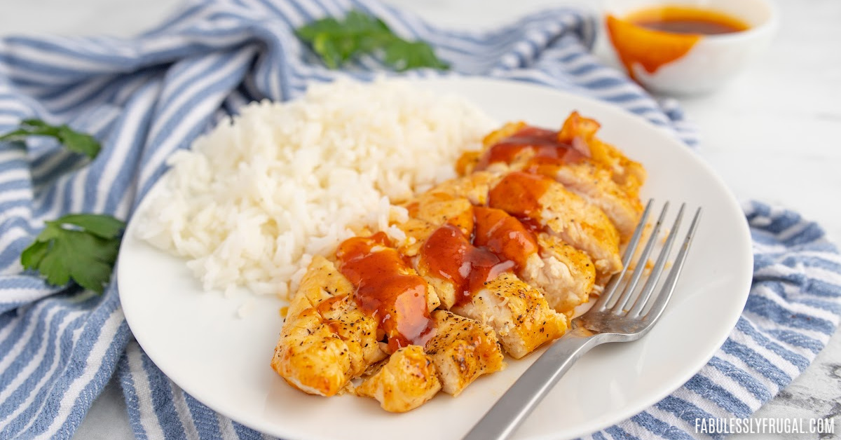 air fryer spicy apricot chicken with sauce