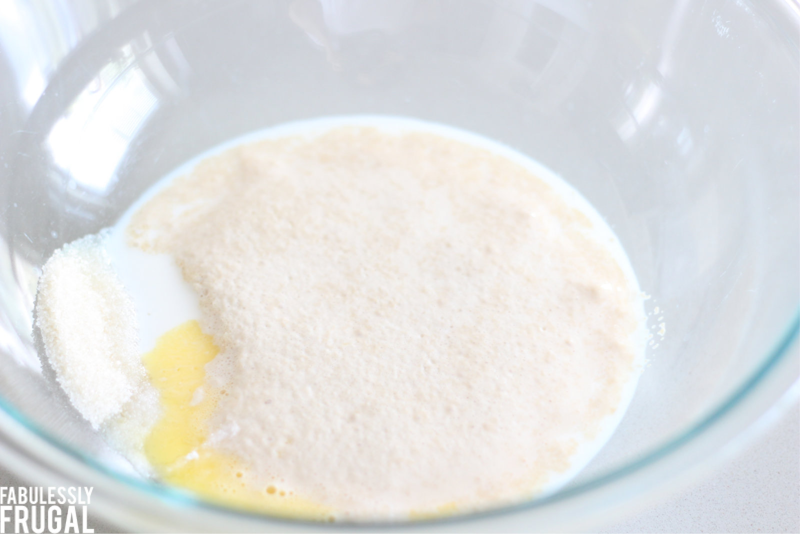 Egg sugar and salt added to yeast mix