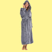 Today Only! Women’s Plush Fleece Hooded Robe with Large Pockets from...